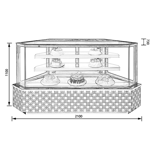 triangle shape refrigerated case